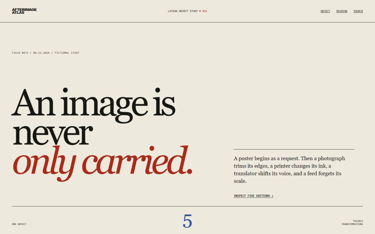 Afterimage Atlas editorial cultural object study shown at desktop width